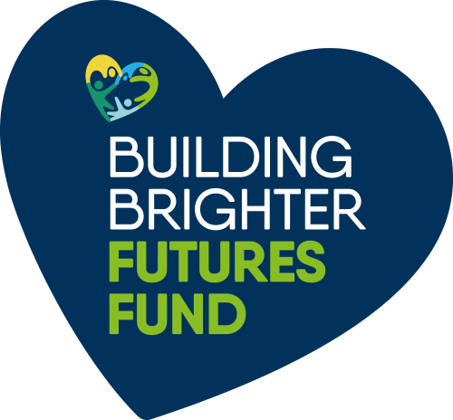 Building Brighter Futures Fund logo. A blue heart with the fund's name inside, written in white.